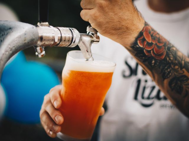 beer pouring from tap at Shifty Lizard Brewing Co. McLaren Vale