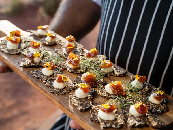 appetisers beautifully arranged on a plate