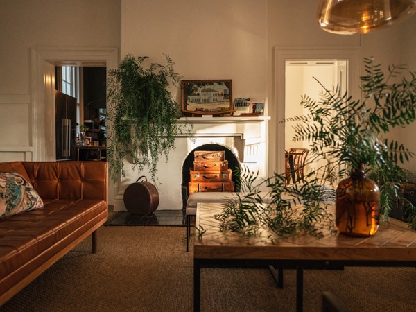 the classic interior of the living room inside The Station at Kapunda
