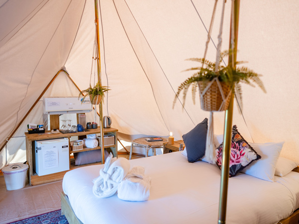 a safari tent at Balgownie Bendigo