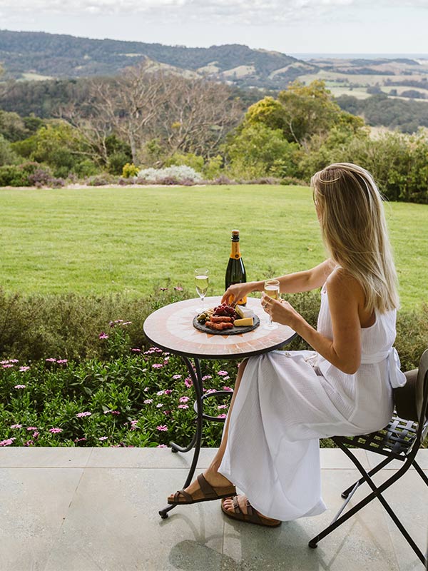 Mt Hay Retreat wine on deck