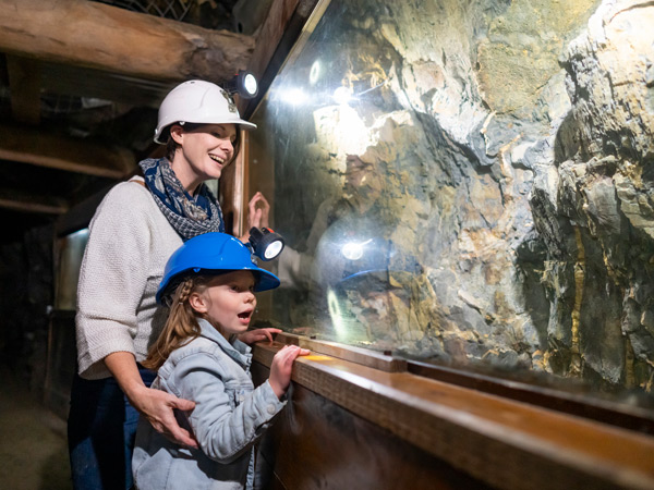 a mother and child exploring Central Deborah Gold Mine