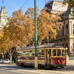 a Vintage Talking Tram touring around Bendigo