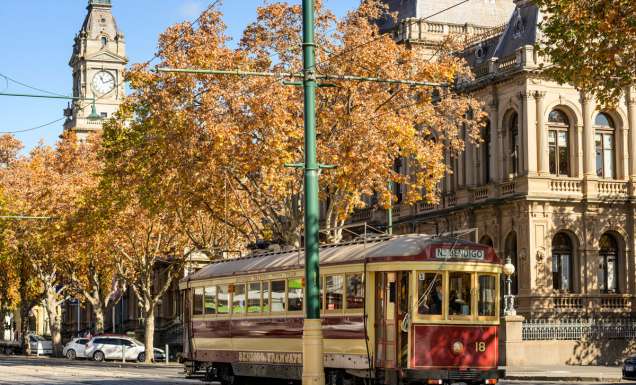 a Vintage Talking Tram touring around Bendigo