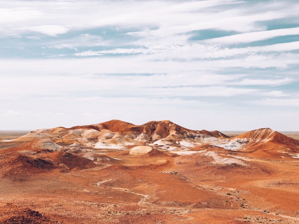 an aerial view of the rugged landscape in outback South Australia