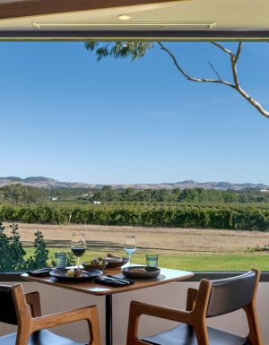 nature views from a fining dining table at Appellation at The Louise