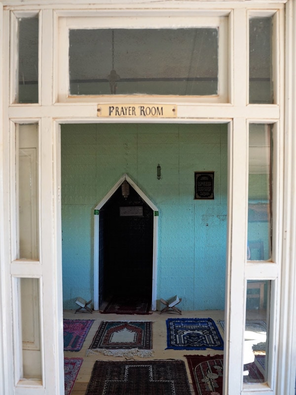 the door leading to the prayer room inside Broken Hill Mosque