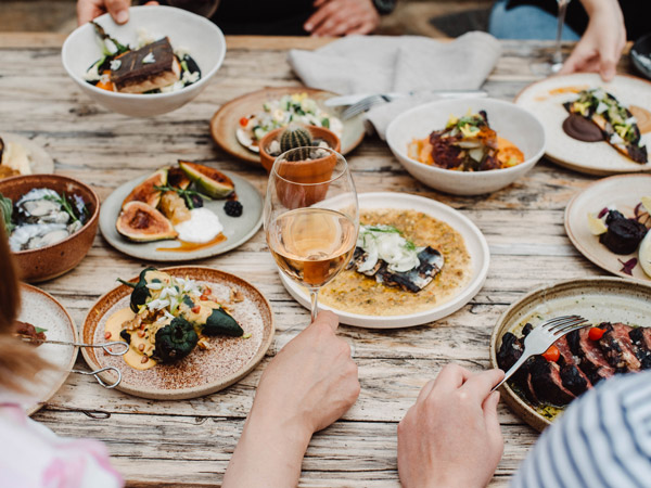 a spread of food on the table at El Estanco, Barossa Valley