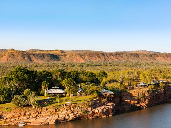 an aerial shot of the El Questro's luxury homestead