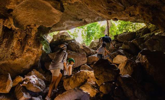 Family inside Capricorn Caves Rockhampton