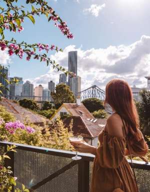 Woman drinking cocktail in Spicers Balfour Hotel in Brisbane