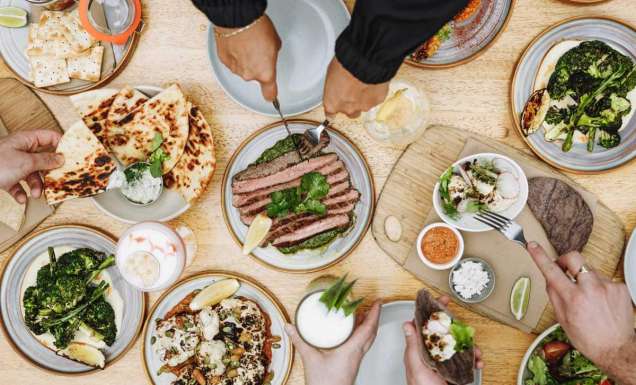 a table top view of meals at The Yard Bright