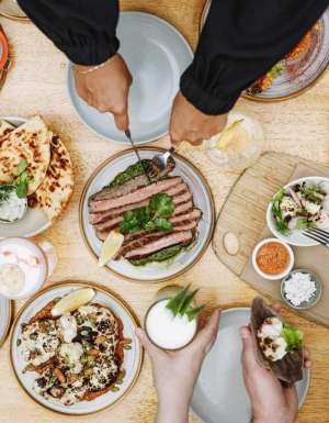 a table top view of meals at The Yard Bright