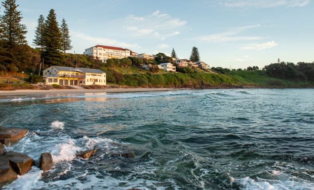 VIew of The Pacific Hotel overlooking Yamba Beach