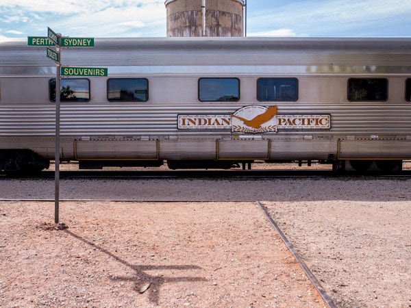 the Indian Pacific train stopping over the Cook Station
