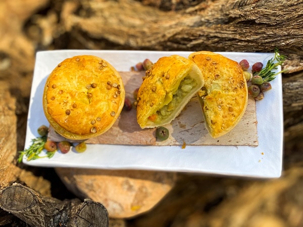 Mini lemon myrtle crocodile curry pies