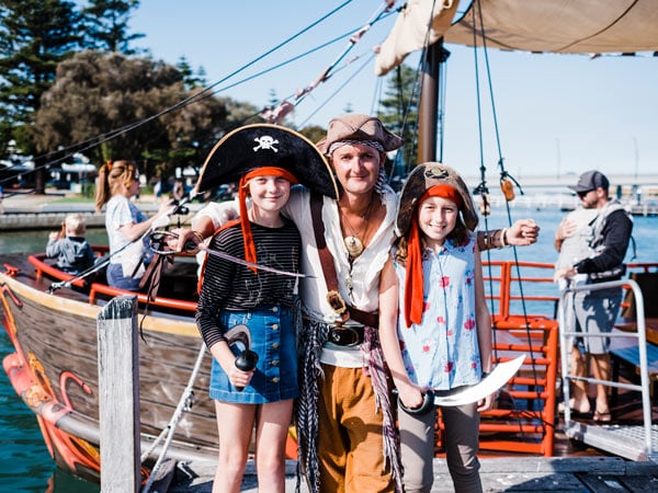 Kids about to board the Pirate Cruise in Mandurah