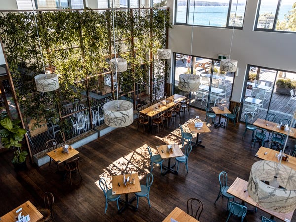 High shot of the interior of the Tathra Hotel