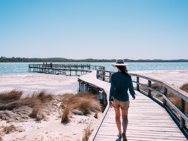 Women on Boardwalk at the Thrombolites