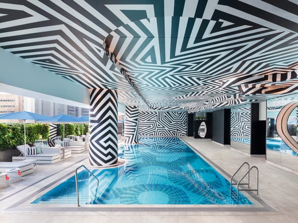Psychedelic patterns on the roof of WET Deck pool in W Hotel Brisbane