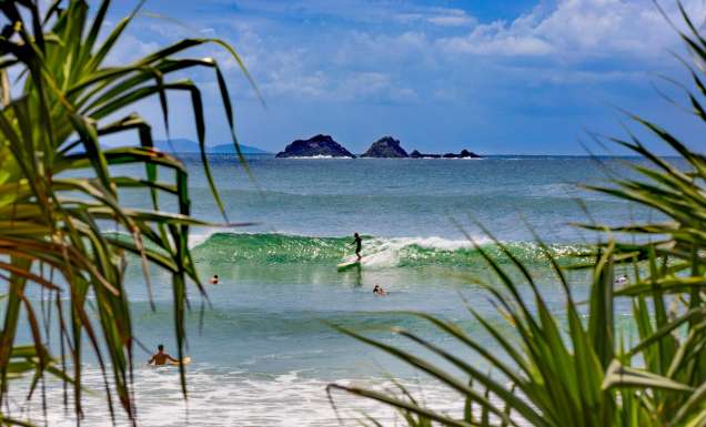 surfing at Wategos Beach, Byron Bay