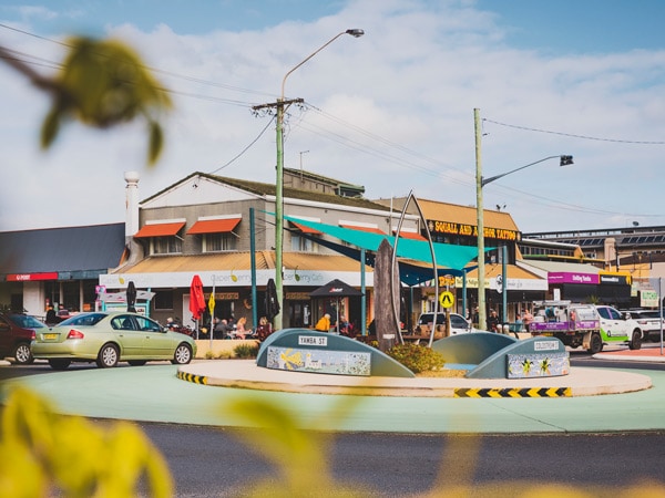 Streetscape of Yamba's town centre on the state's North Coast.