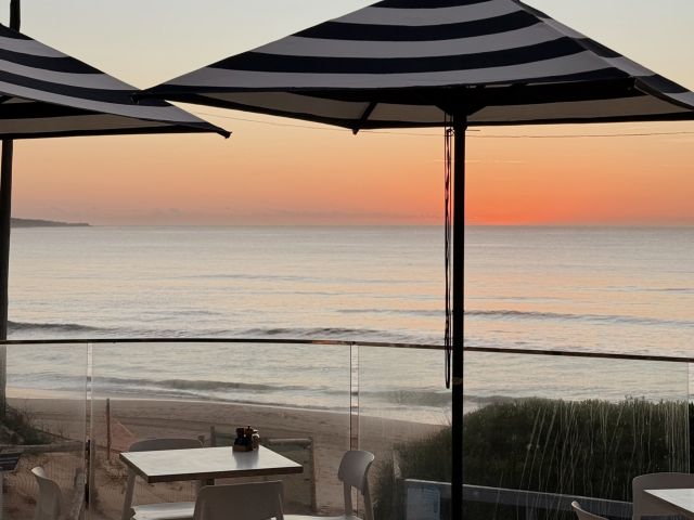 sunset views at Bianchini’s Eloura Beach