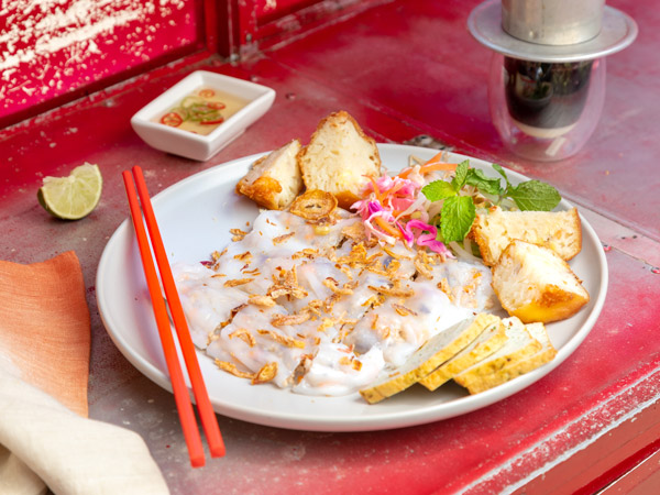 a plate of authentic Vietnamese food at Chow