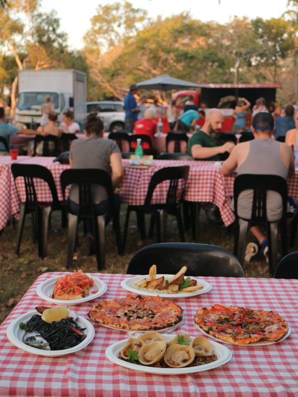 food on a picnic table at Cucina sotto le stelle, Darwin