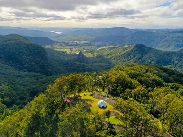 an aerial view of the mountains surrounding Binna Burra Lodge
