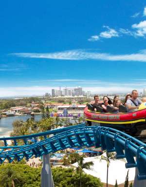 the storm coaster at Sea World Gold Coast
