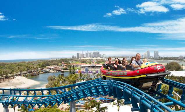 the storm coaster at Sea World Gold Coast
