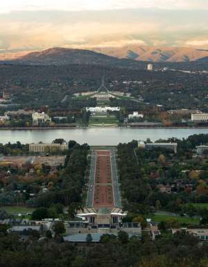 the Australian War Memorial view from Mount Ainslie lookout