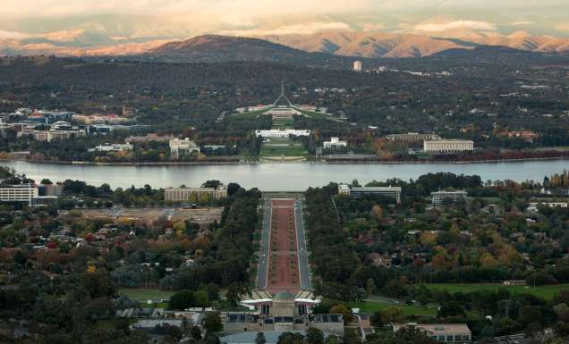 the Australian War Memorial view from Mount Ainslie lookout