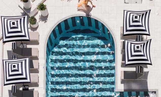 an overhead shot of the pool at QT Gold Coast
