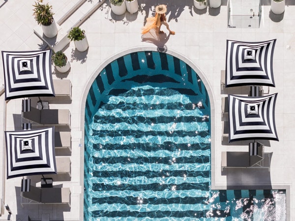 an overhead shot of the pool at QT Gold Coast