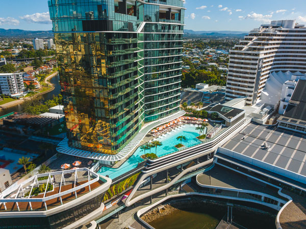 an aerial view of the Dorsett Gold Coast, Broadbeach accommodation