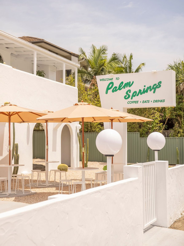 the cafe exterior of Palm Springs, Gold Coast