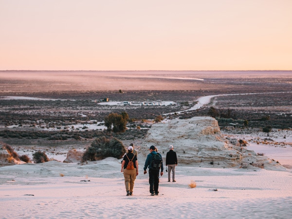 People walking in Mungo National Park, NSW