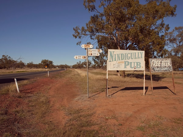 a dirt track road going to Nindigully Pub