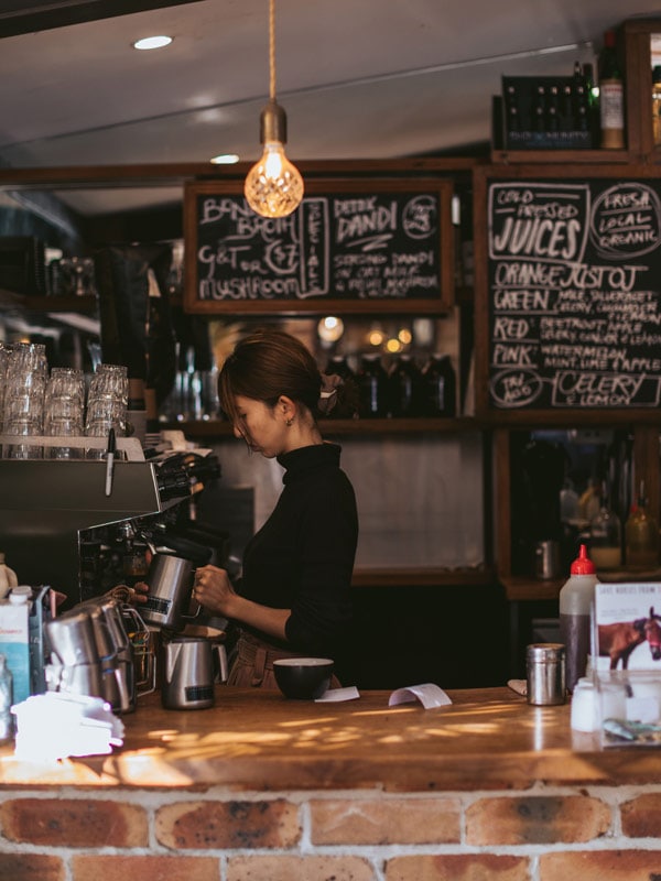 Barista making coffee at Roadhouse in Byron Bay