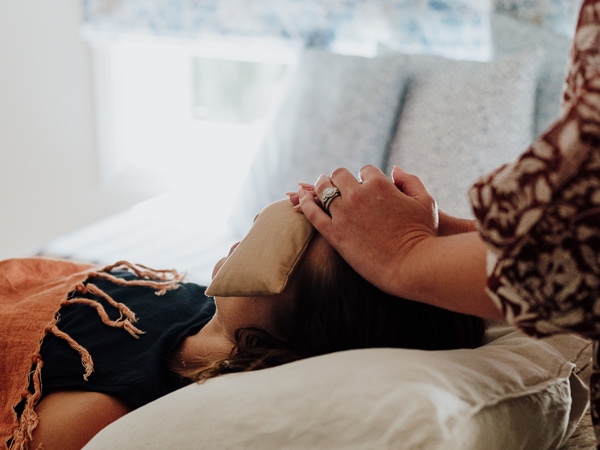 Receiving facial and massage at Stand Tall Retreats