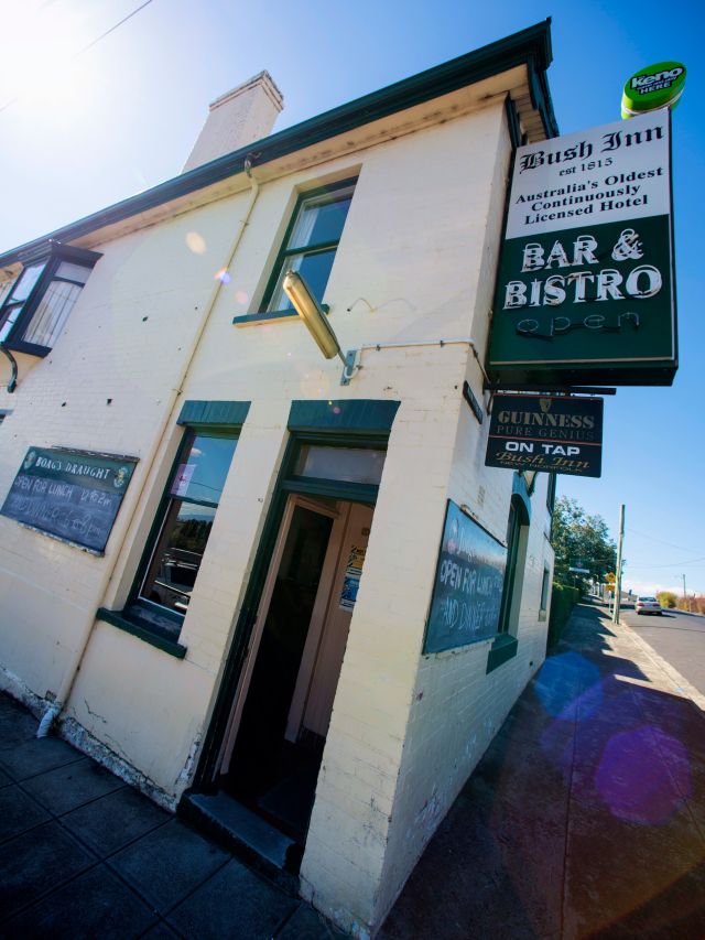 the historical exterior of Bush Inn Bar & Bistro