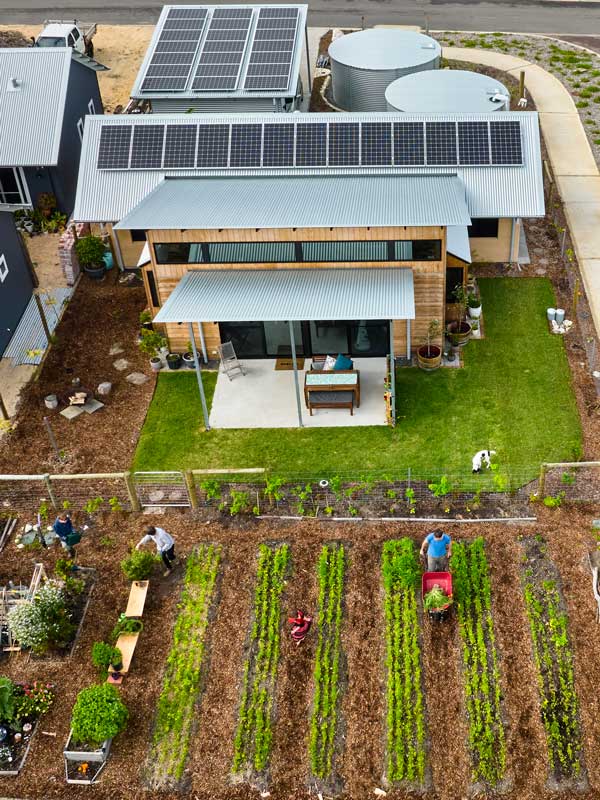 an overhead shot of a solar-paneled structure