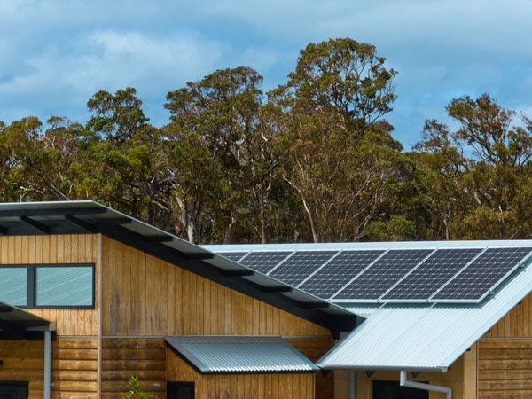 solar panels on the roof of the houses