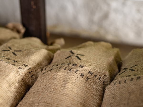 sacks at Callington Mill Distillery