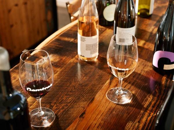 wine glasses on the table at Gemtree Wines