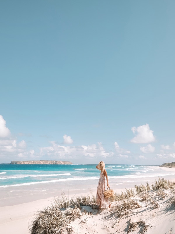 Woman standing on Almonta Beach in South Australia