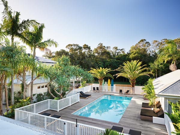 Aerial view of pool at The Atlantic in Byron Bay