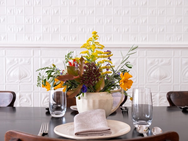 a dining setup at Blume